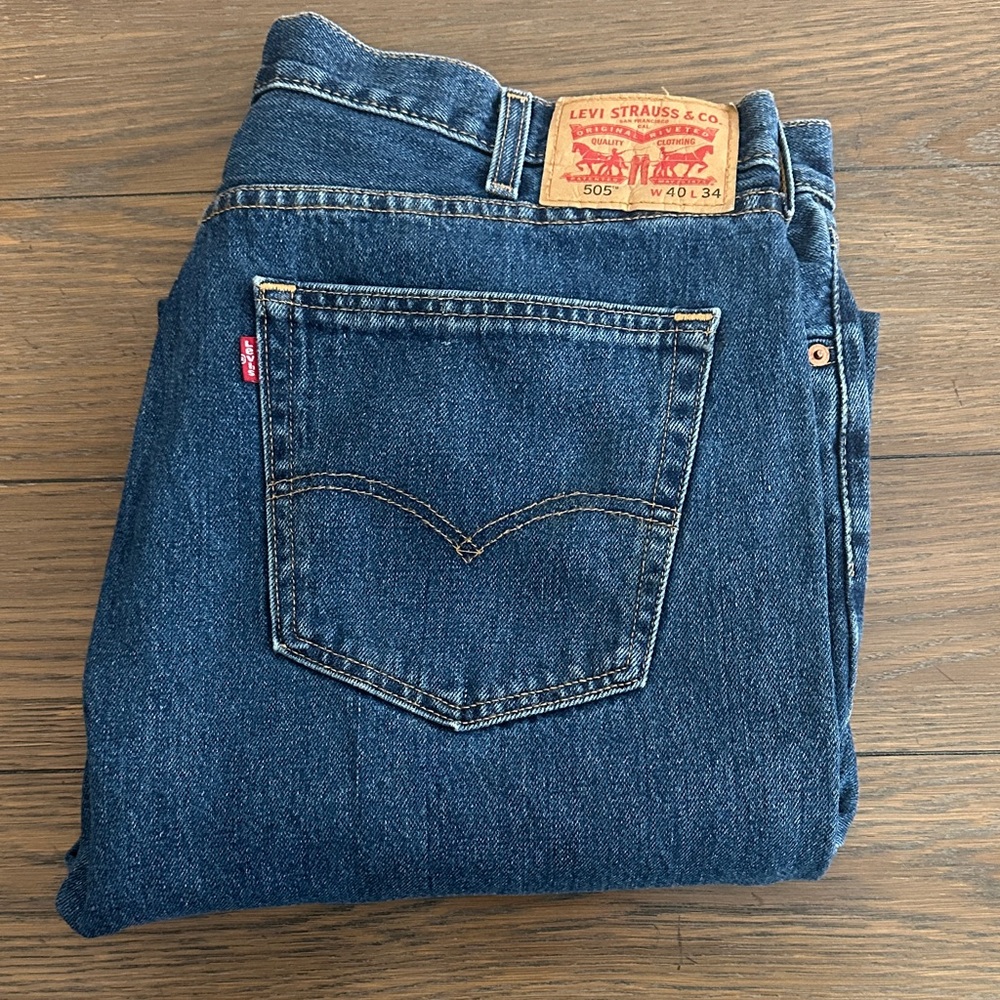 Levi's‎ Men's 505 Dark Blue Straight Jeans Size 40x34